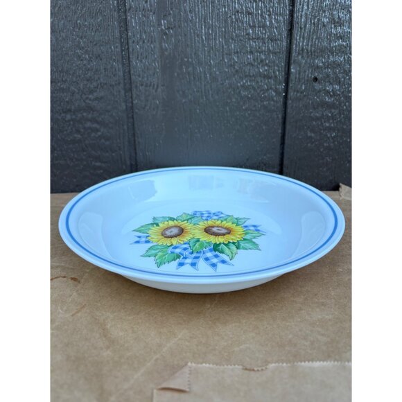 Corelle By Corning 10.25" Pie Serving Platter Dish Sunflower Gingham Sunsations - Picture 2 of 4